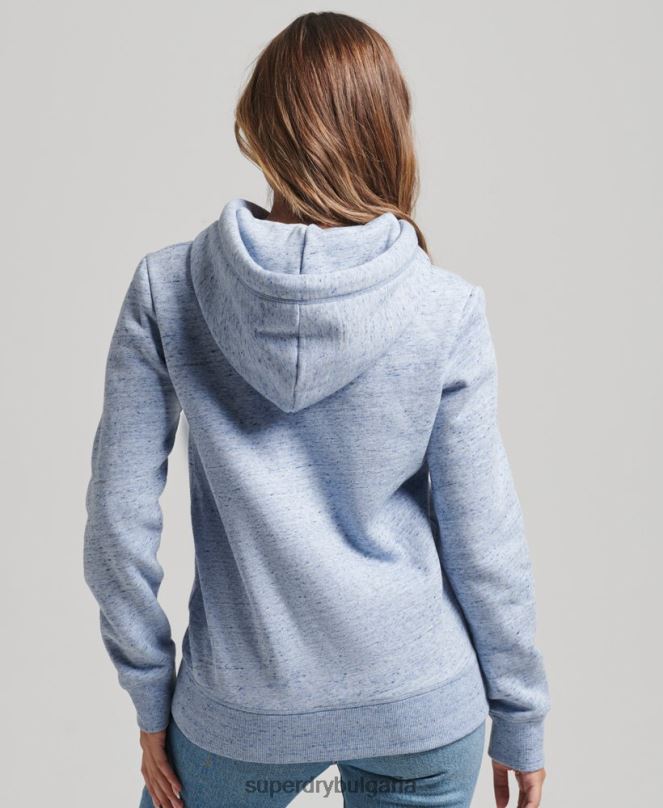 Superdry облекло N00H6117 светло синьо Жени суичър с лого от органичен памук