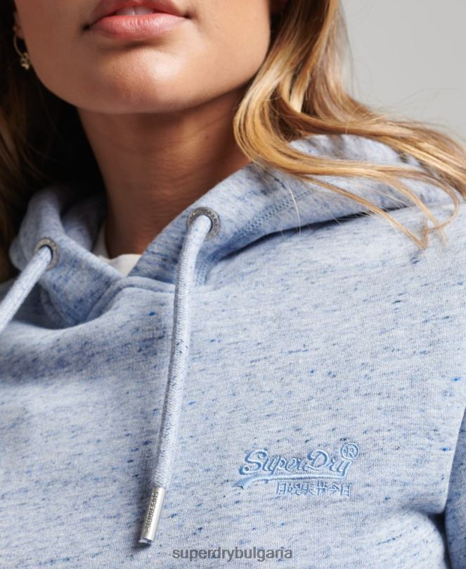 Superdry облекло N00H6117 светло синьо Жени суичър с лого от органичен памук