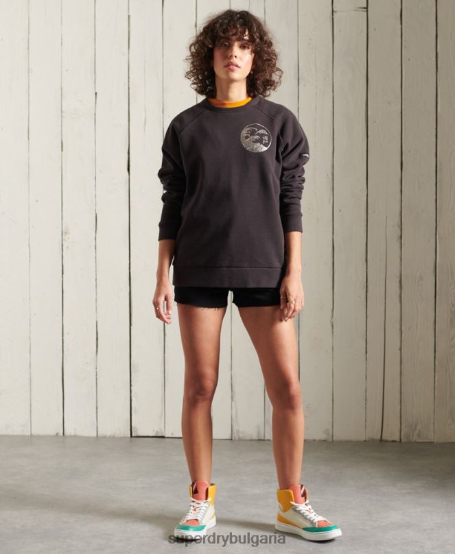 Superdry облекло N00H6118 черен Жени суичър на бохемска група