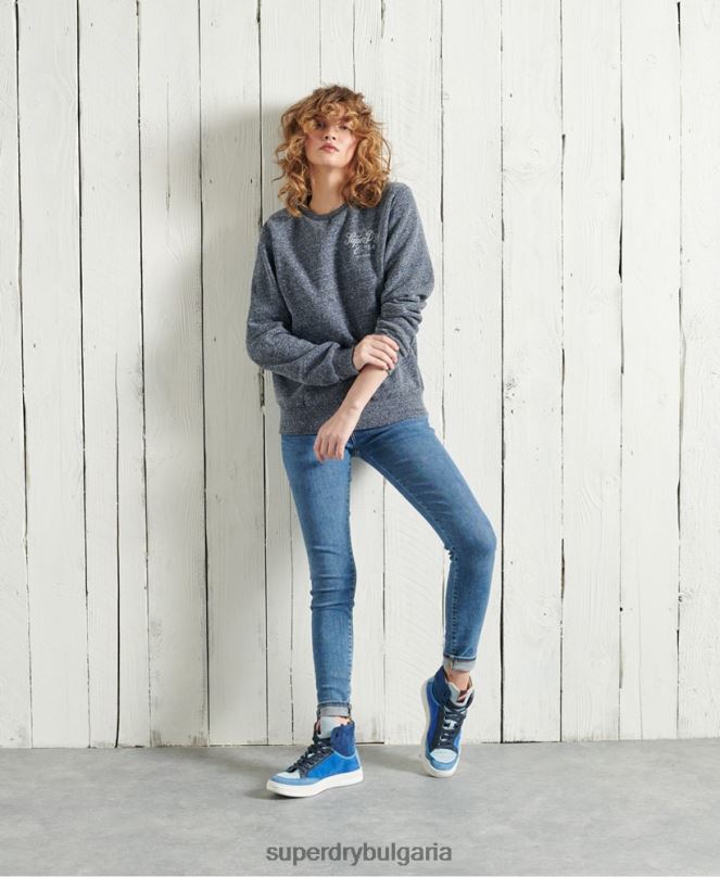 Superdry облекло N00H6122 военноморски флот Жени изработен суичър за работно облекло