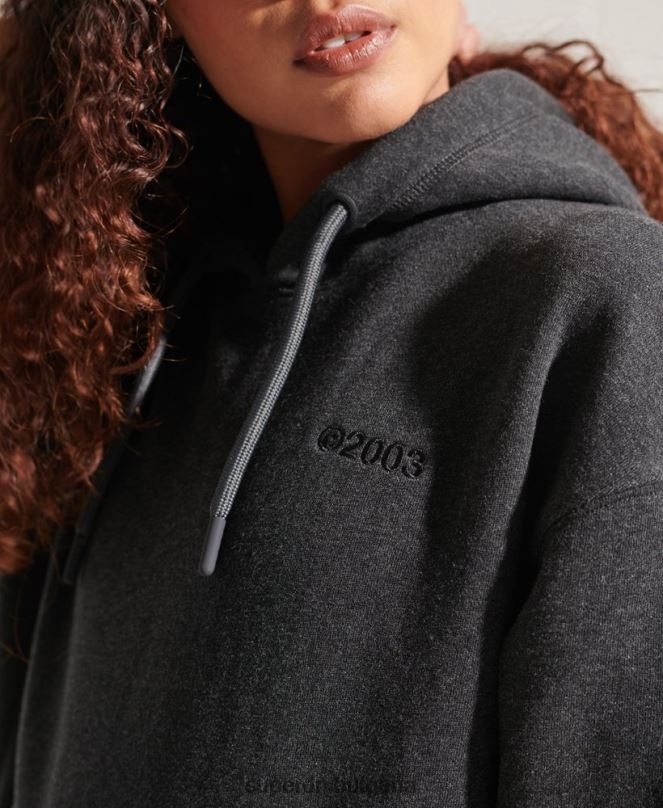 Superdry облекло N00H6125 тъмно сив Жени качулка с корпоративно лого