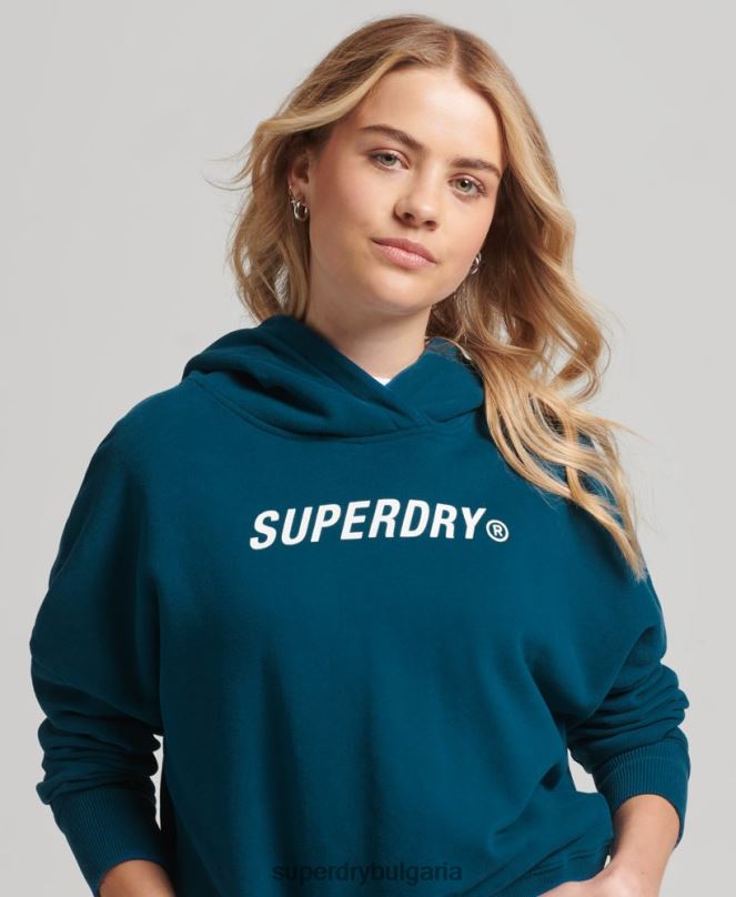 Superdry облекло N00H6129 син Жени код core sport crop box hoodie
