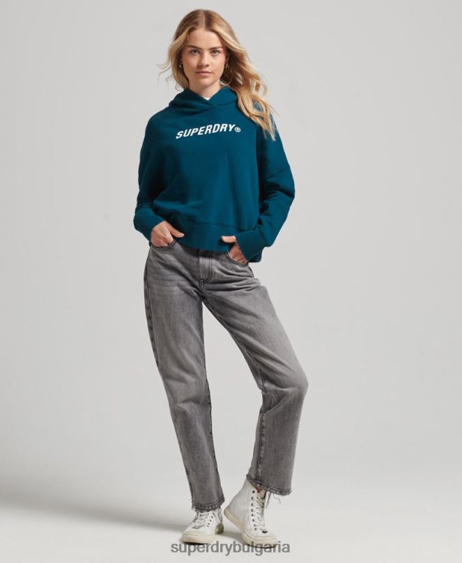Superdry облекло N00H6129 син Жени код core sport crop box hoodie