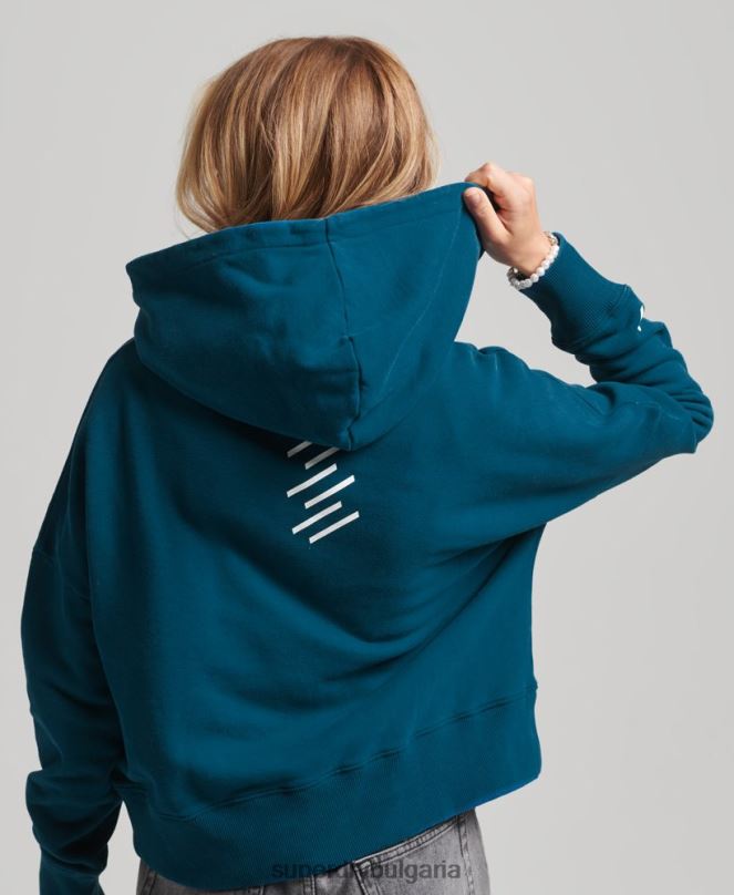 Superdry облекло N00H6129 син Жени код core sport crop box hoodie