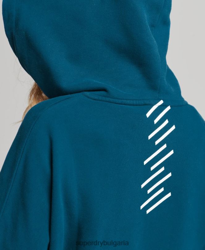 Superdry облекло N00H6129 син Жени код core sport crop box hoodie