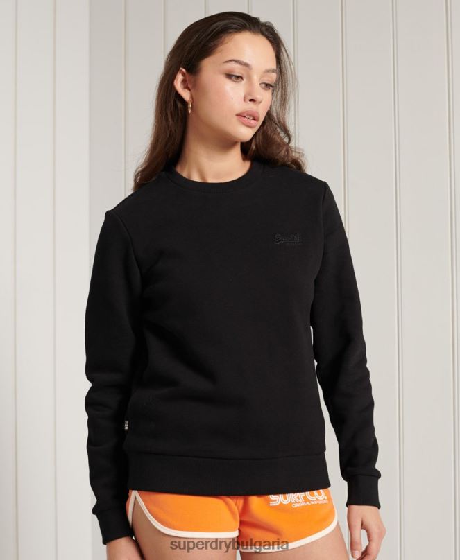 Superdry облекло N00H6130 черен Жени класически суичър с оранжев етикет