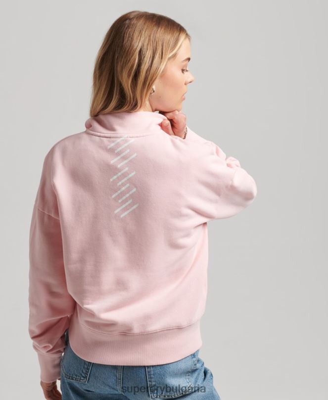 Superdry облекло N00H6132 розово Жени основно спортно горнище с половин цип