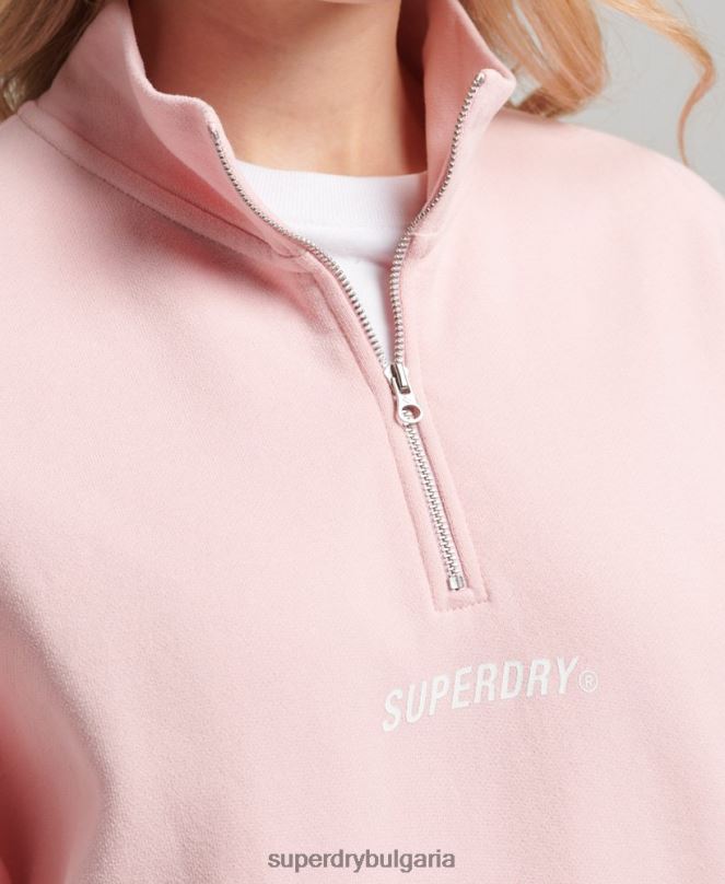 Superdry облекло N00H6132 розово Жени основно спортно горнище с половин цип