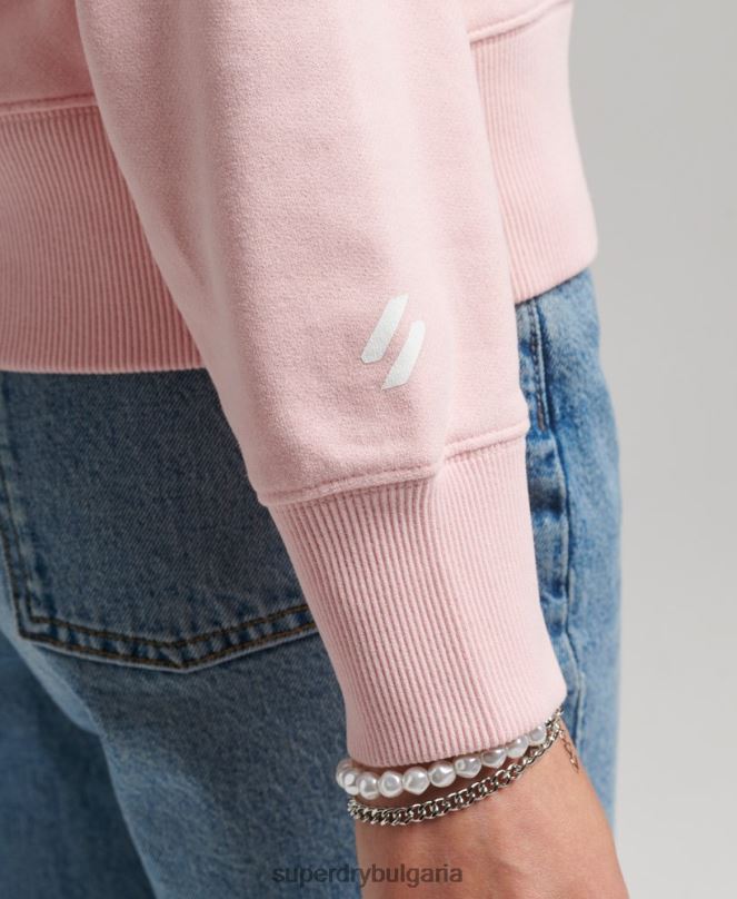 Superdry облекло N00H6132 розово Жени основно спортно горнище с половин цип