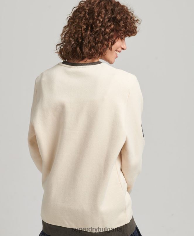 Superdry облекло N00H6134 сметана Жени голям американски класически суичър с лого