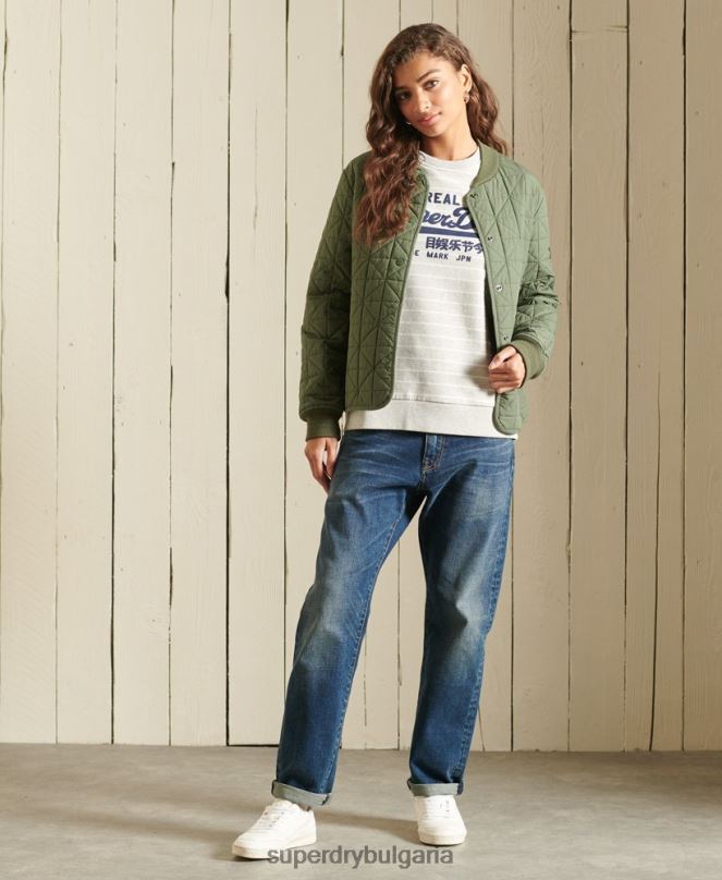 Superdry облекло N00H6135 сиво Жени винтидж раиран суитшърт с лого източник
