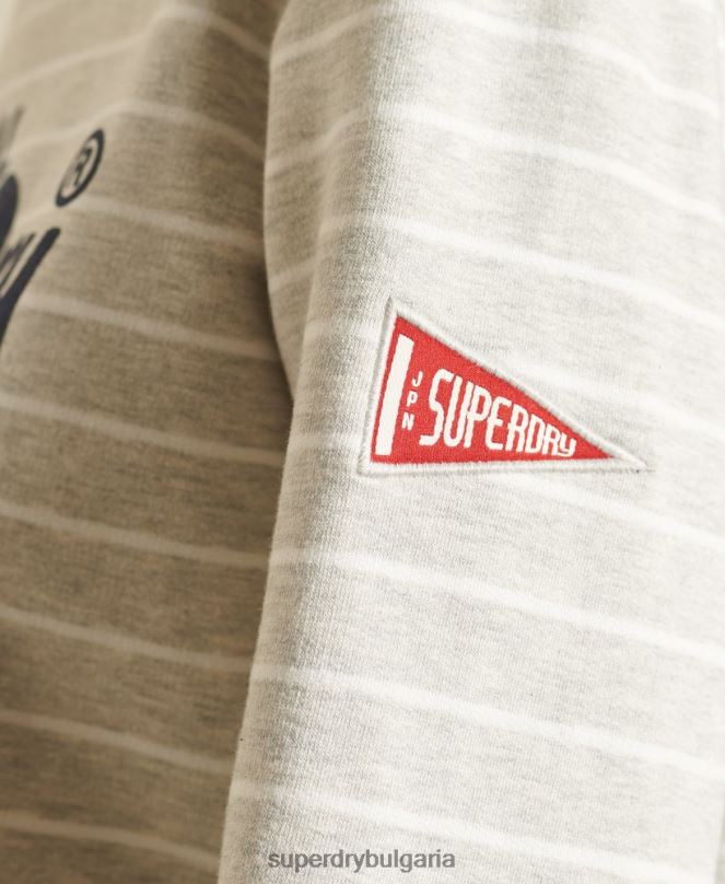 Superdry облекло N00H6135 сиво Жени винтидж раиран суитшърт с лого източник