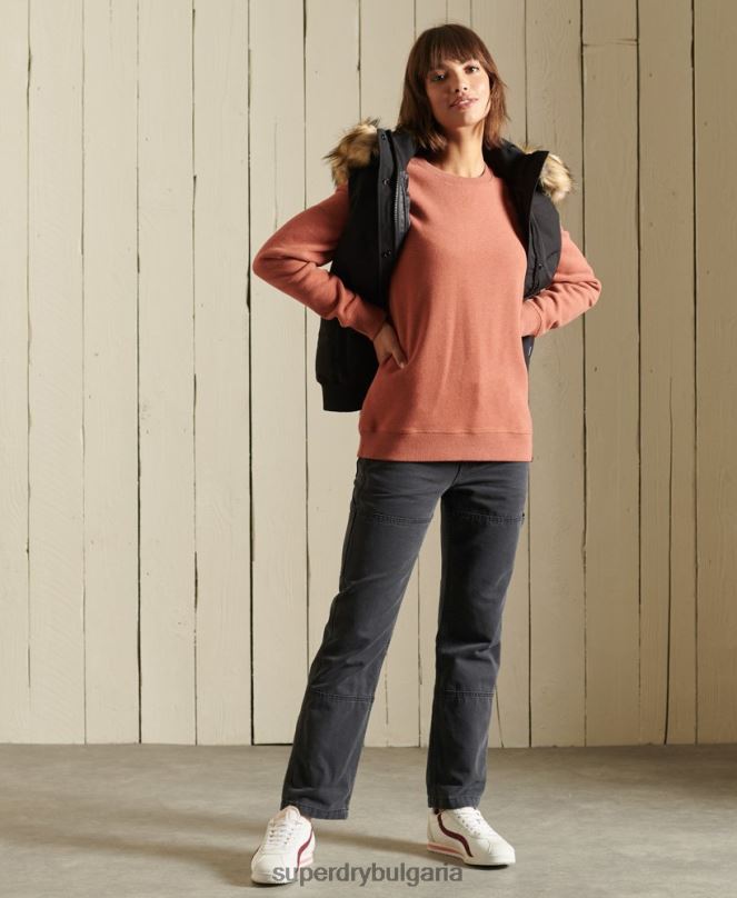 Superdry облекло N00H6139 кафяво Жени ретро суичър с лого от органичен памук