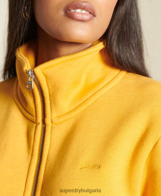 Superdry облекло N00H6140 жълто Жени свободна горна част с винтидж лого, бродирано с цип