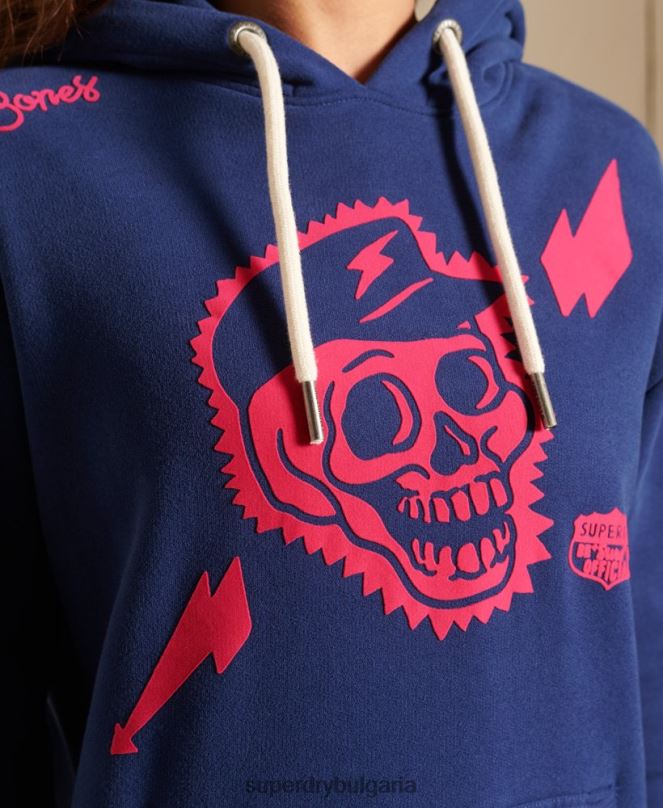 Superdry облекло N00H6141 син Жени голям бохо и рок качулка