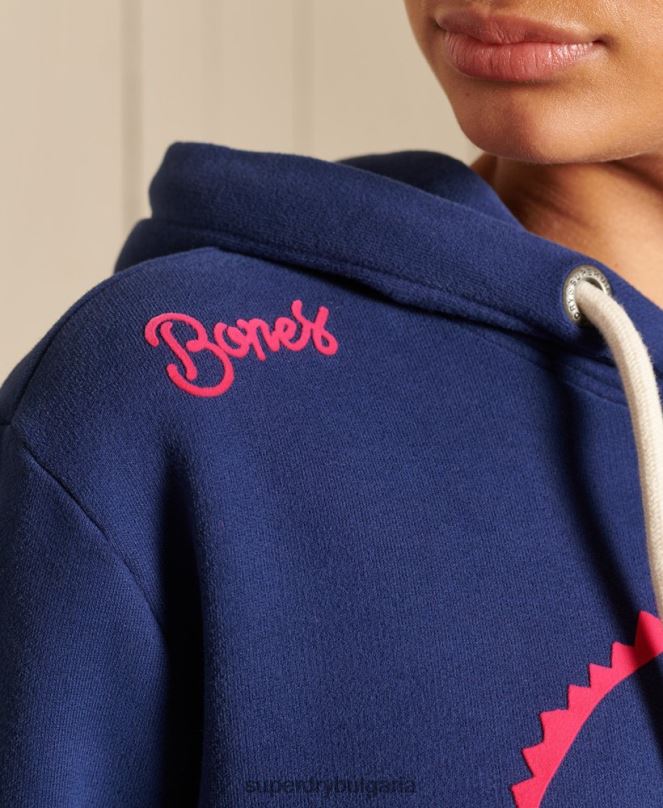 Superdry облекло N00H6141 син Жени голям бохо и рок качулка