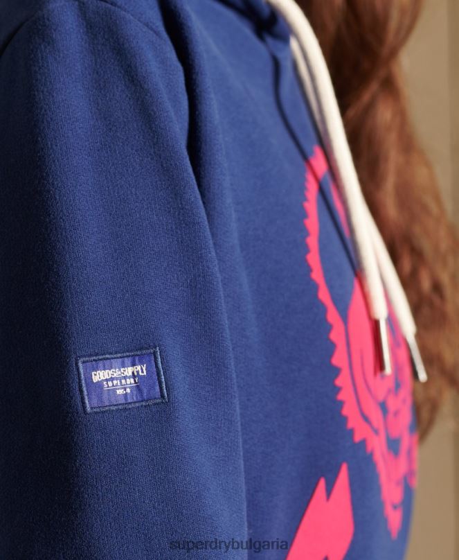 Superdry облекло N00H6141 син Жени голям бохо и рок качулка