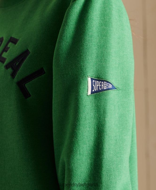 Superdry облекло N00H6142 зелено Жени огромен винтидж суичър с лого source crew