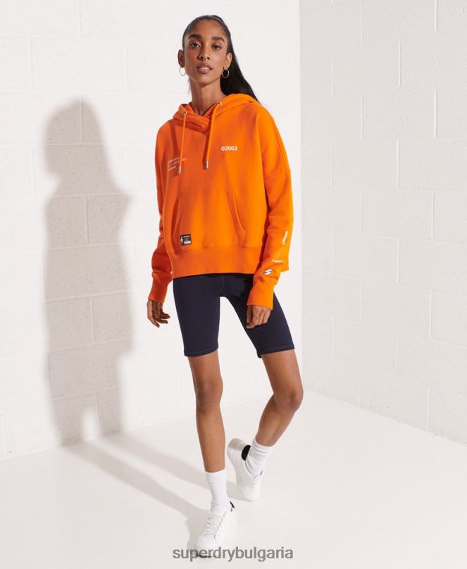 Superdry облекло N00H6145 оранжево Жени суичър с лого за съдействие
