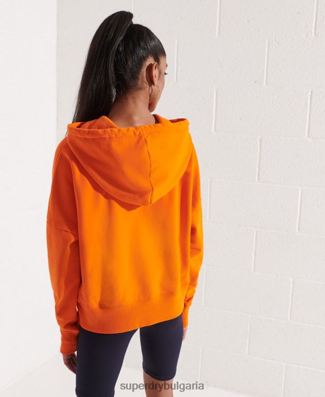 Superdry облекло N00H6145 оранжево Жени суичър с лого за съдействие
