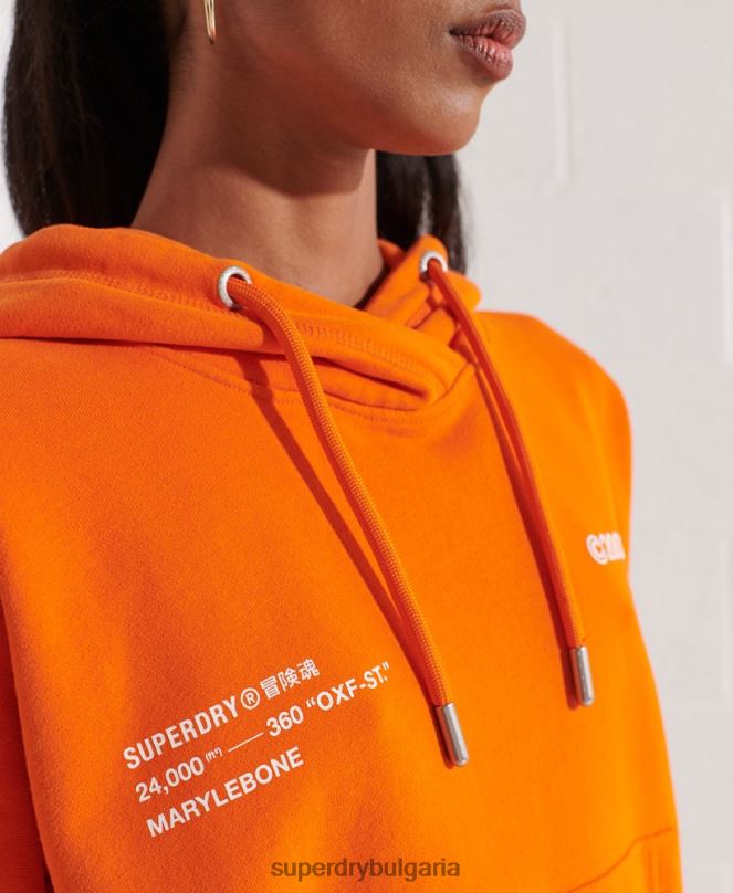 Superdry облекло N00H6145 оранжево Жени суичър с лого за съдействие