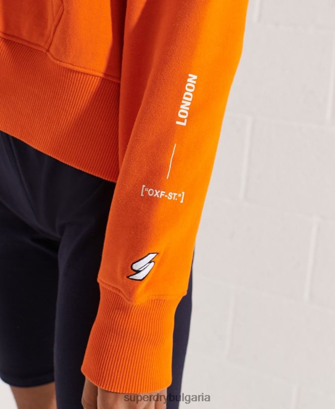 Superdry облекло N00H6145 оранжево Жени суичър с лого за съдействие