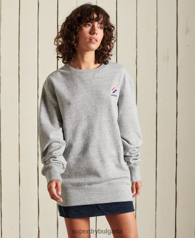 Superdry облекло N00H6146 светло сив Жени свободен суитшърт за екипаж с код