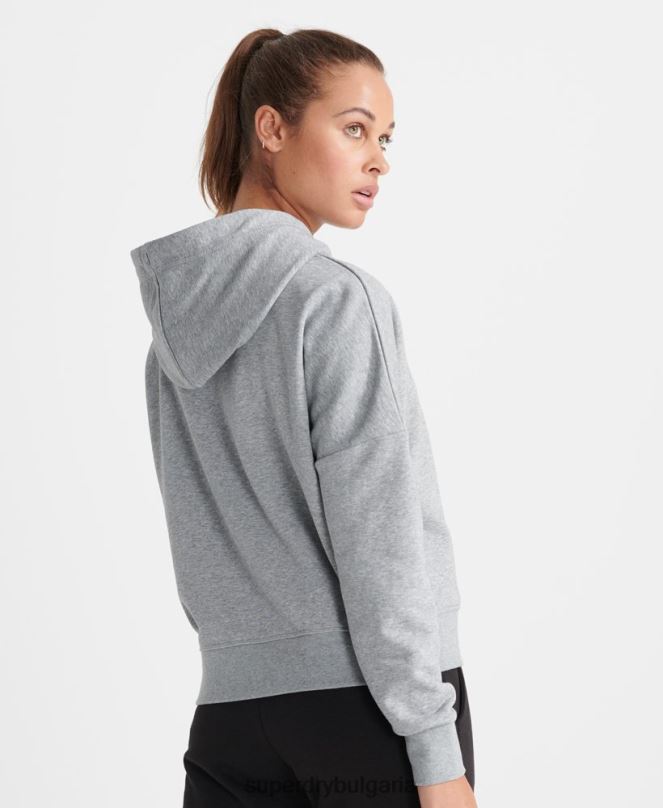Superdry облекло N00H6149 сиво Жени тренировъчно основно спортно изрязване с качулка