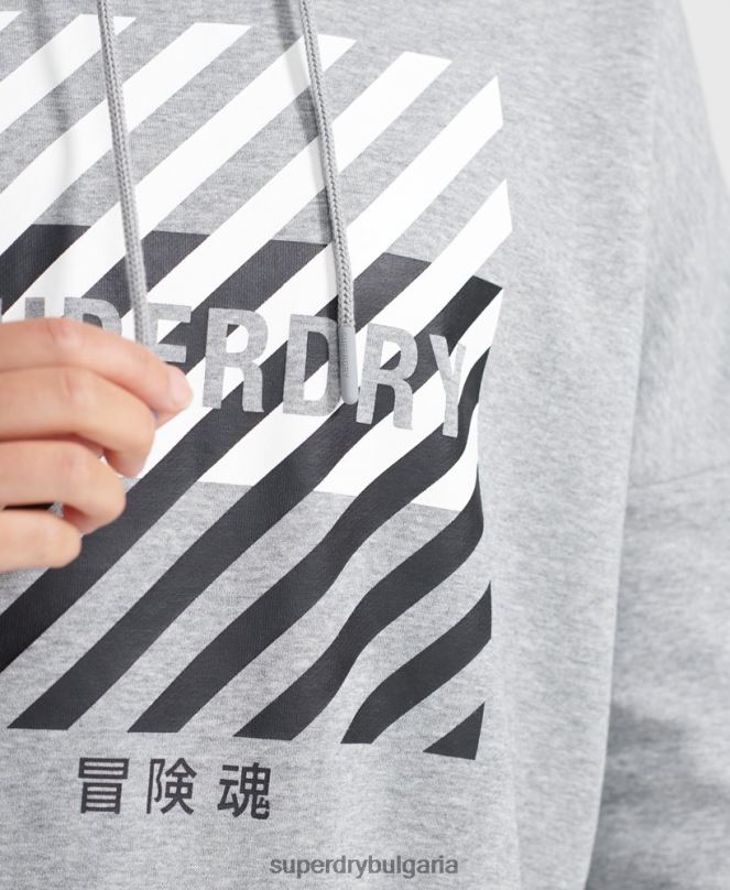 Superdry облекло N00H6149 сиво Жени тренировъчно основно спортно изрязване с качулка