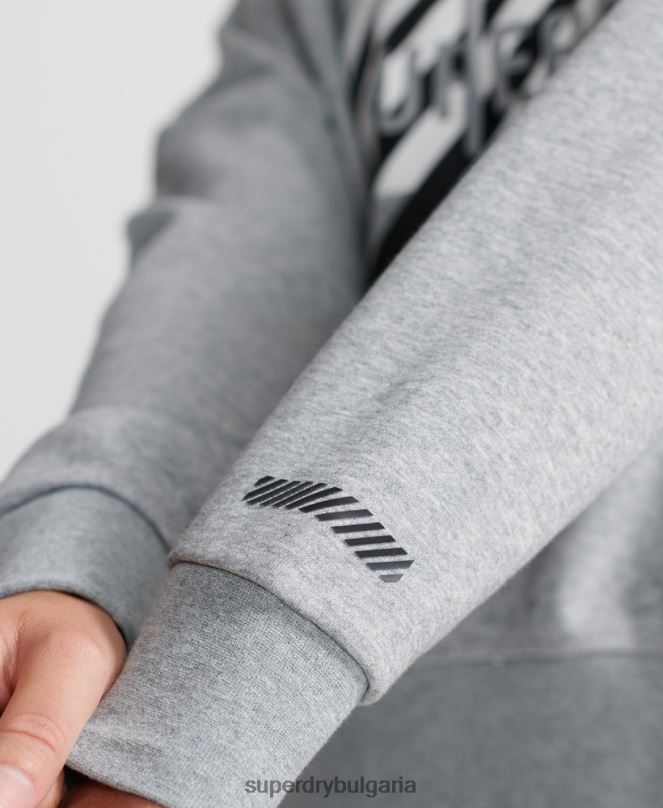 Superdry облекло N00H6149 сиво Жени тренировъчно основно спортно изрязване с качулка