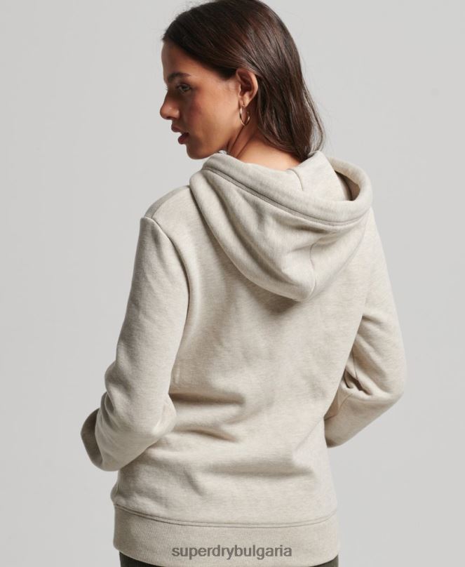 Superdry облекло N00H6151 сметана Жени суичър с лого от органичен памук