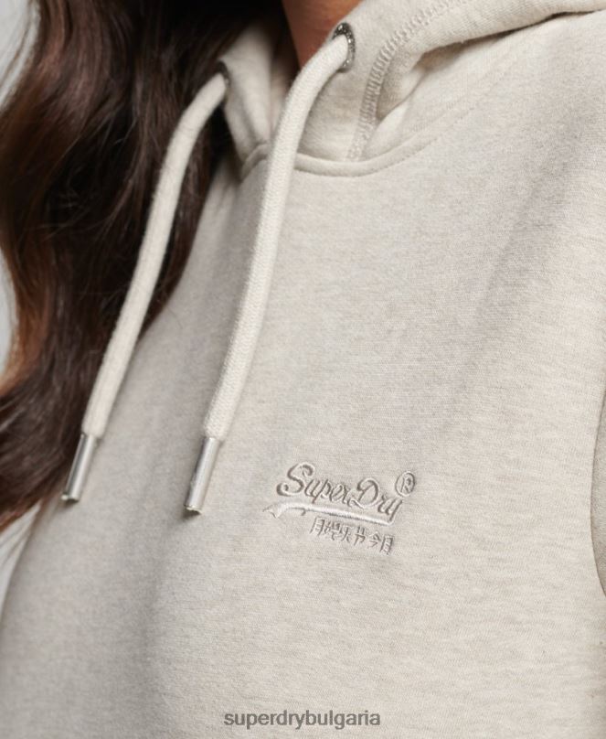 Superdry облекло N00H6151 сметана Жени суичър с лого от органичен памук
