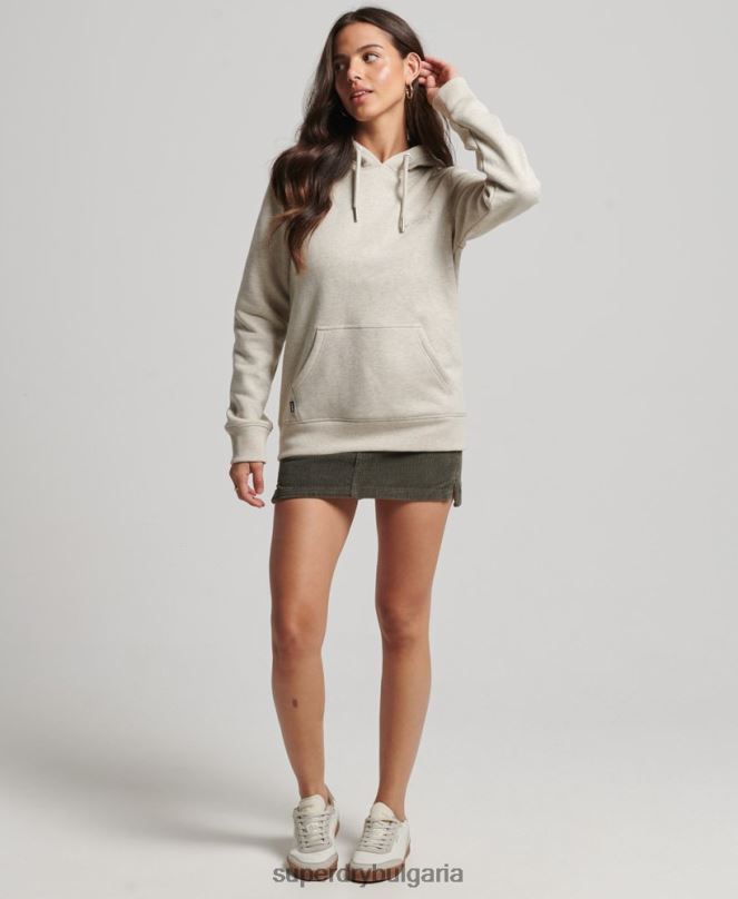 Superdry облекло N00H6151 сметана Жени суичър с лого от органичен памук