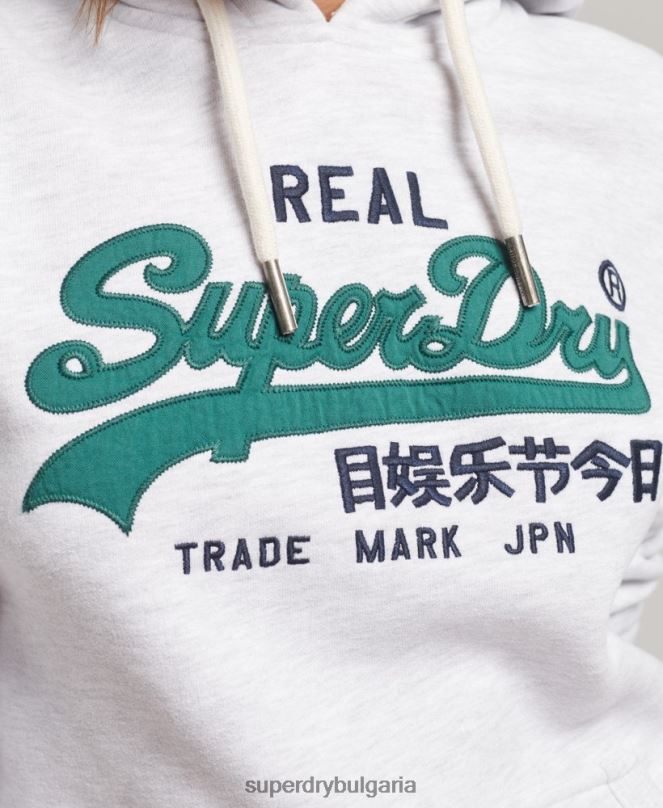 Superdry облекло N00H6152 светло сив Жени ретро лого наследство качулка