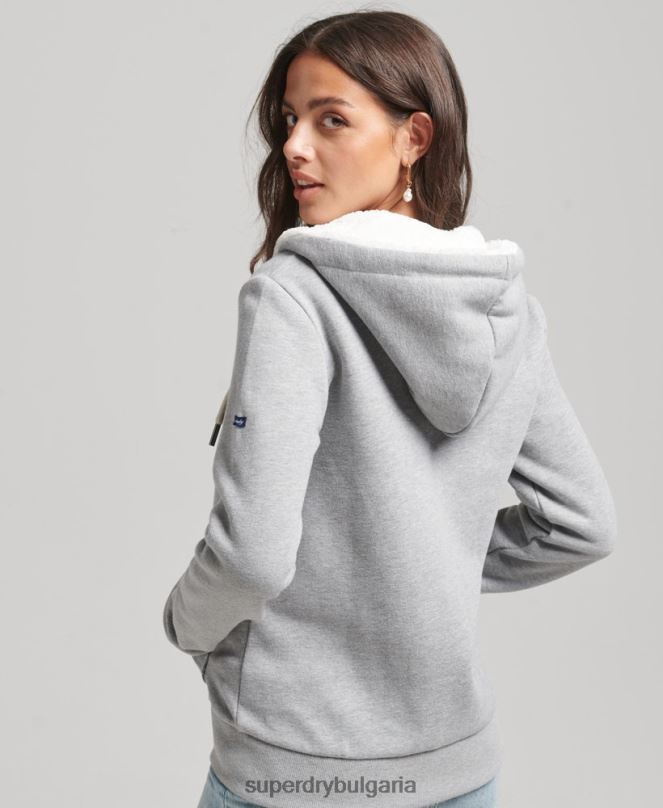 Superdry облекло N00H6154 сиво Жени суичър с цип гордост и крафт