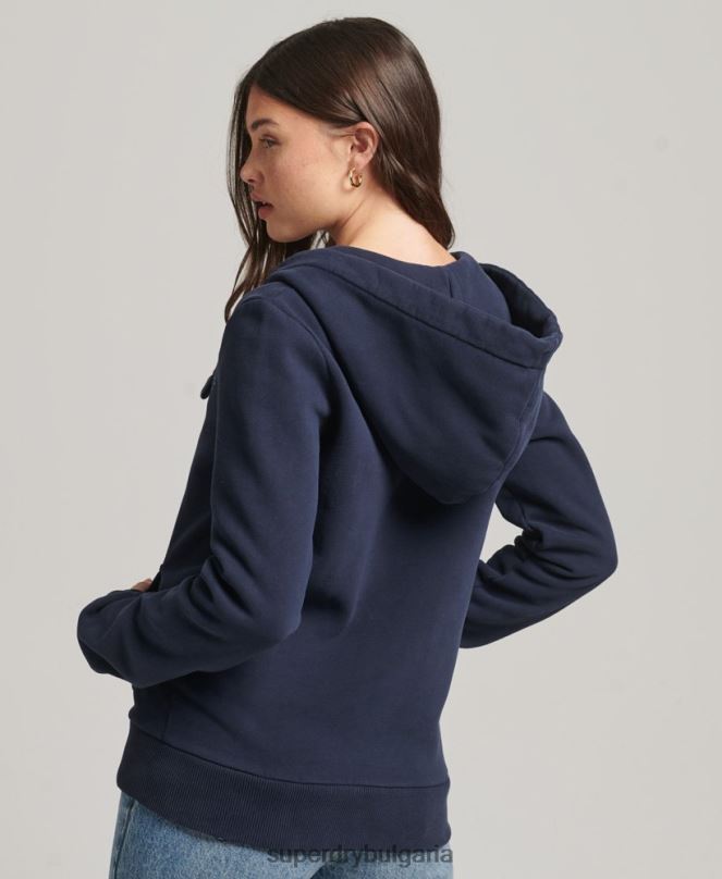 Superdry облекло N00H6155 военноморски флот Жени ретро качулка с цип и дъга с лого
