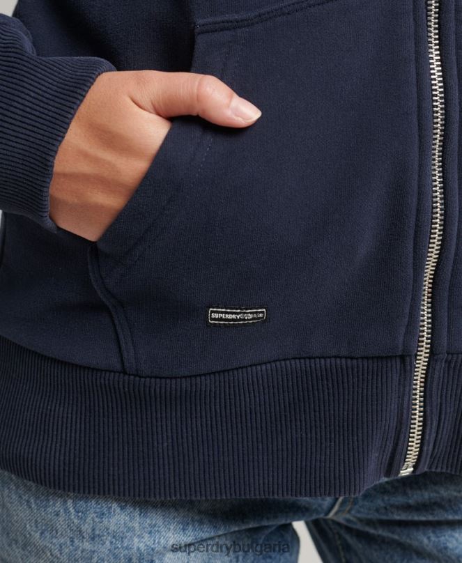 Superdry облекло N00H6155 военноморски флот Жени ретро качулка с цип и дъга с лого