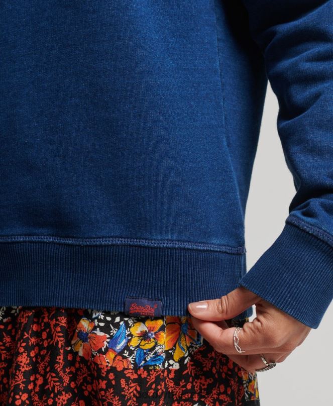 Superdry облекло N00H6158 тюркоаз Жени ретро суичър с лого от органичен памук