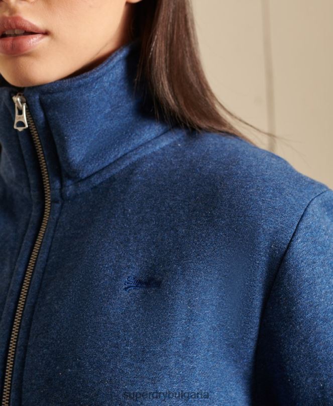 Superdry облекло N00H6159 син Жени свободна горна част с винтидж лого, бродирано с цип