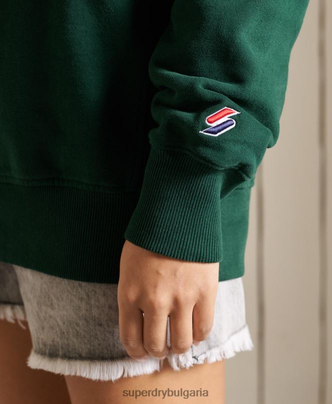 Superdry облекло N00H6162 зелено Жени суитшърт с големи размери на колежа