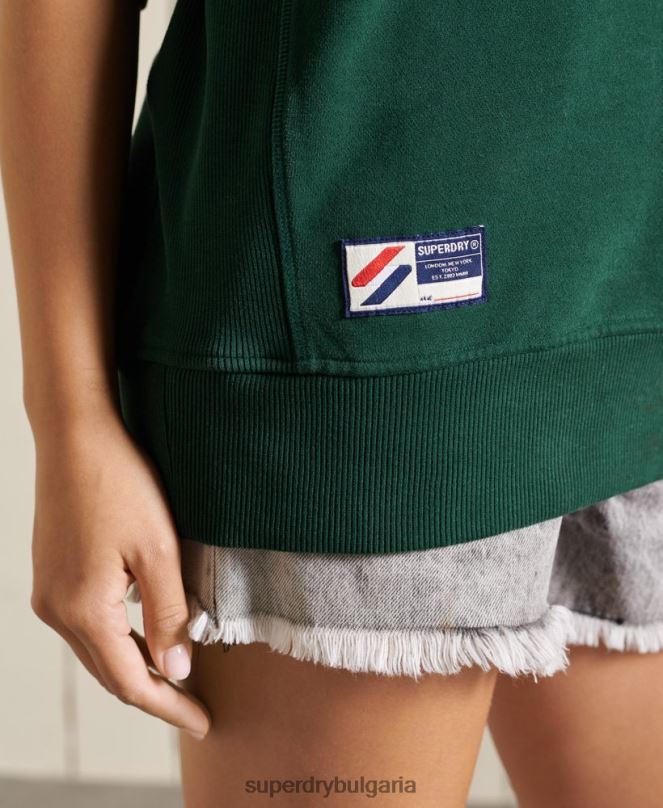 Superdry облекло N00H6162 зелено Жени суитшърт с големи размери на колежа