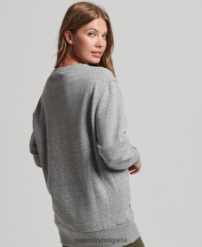Superdry облекло N00H6163 светло сив Жени суитшърт с големи размери на колежа