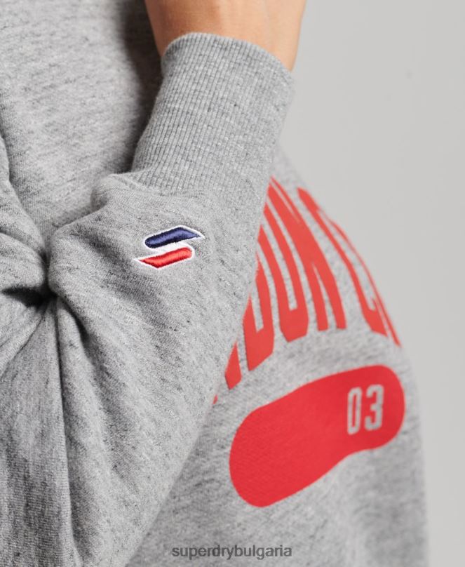 Superdry облекло N00H6163 светло сив Жени суитшърт с големи размери на колежа