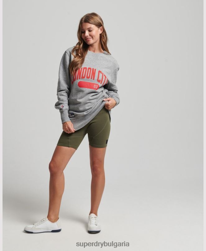 Superdry облекло N00H6163 светло сив Жени суитшърт с големи размери на колежа