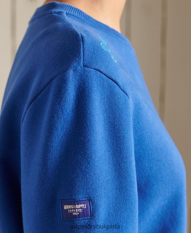 Superdry облекло N00H6167 светло синьо Жени голям суичър в стил бохо и рок екип