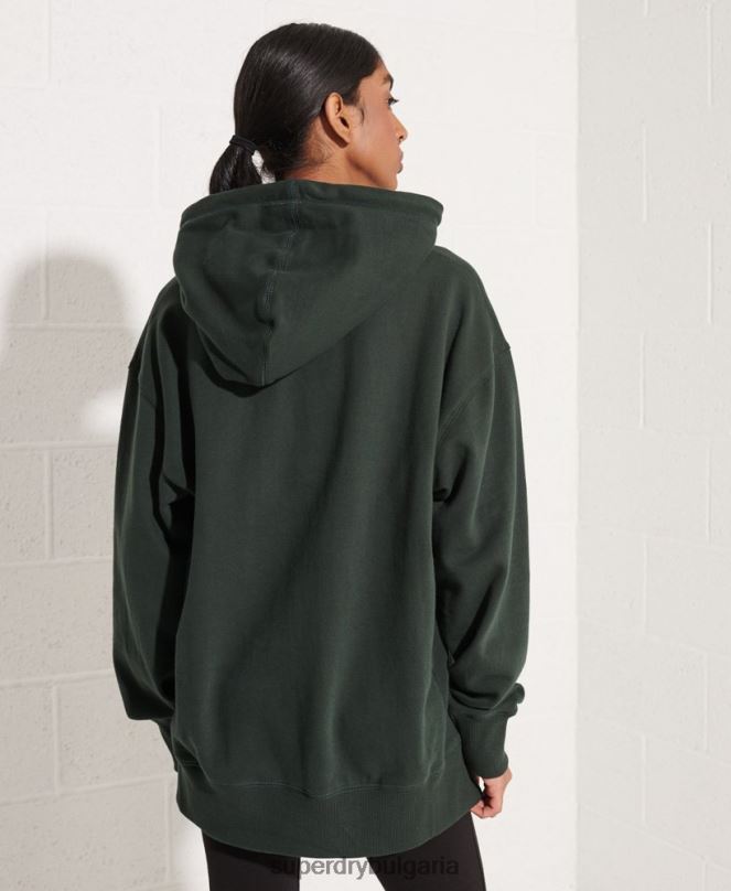 Superdry облекло N00H6168 зелено Жени колеж графичен суичър с качулка