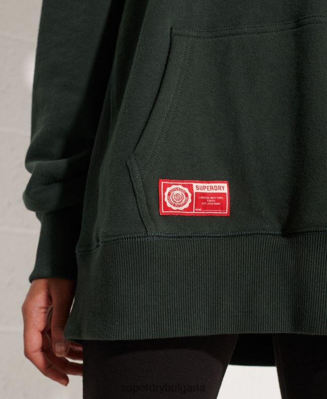 Superdry облекло N00H6168 зелено Жени колеж графичен суичър с качулка