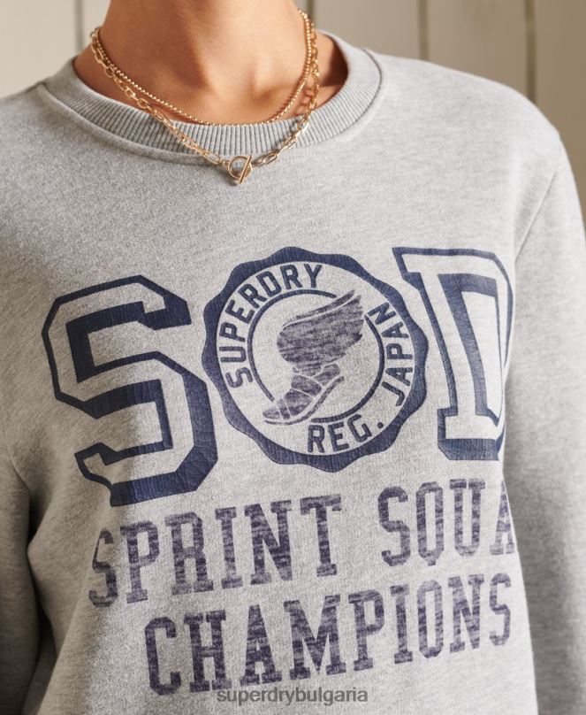 Superdry облекло N00H6169 сиво Жени огромен суитшърт за лека атлетика