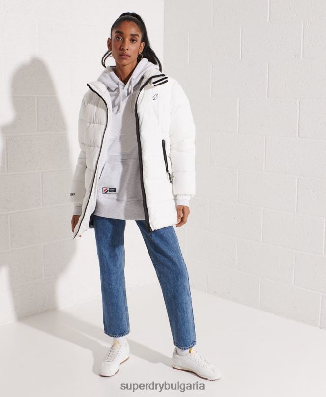 Superdry облекло N00H6174 светло сив Жени голям суичър с кодово лого от шенил