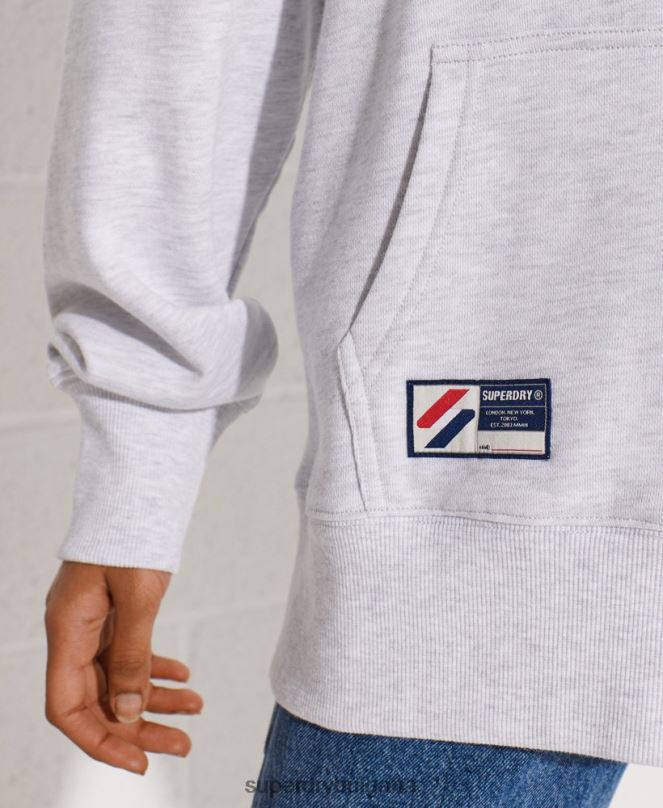 Superdry облекло N00H6174 светло сив Жени голям суичър с кодово лого от шенил